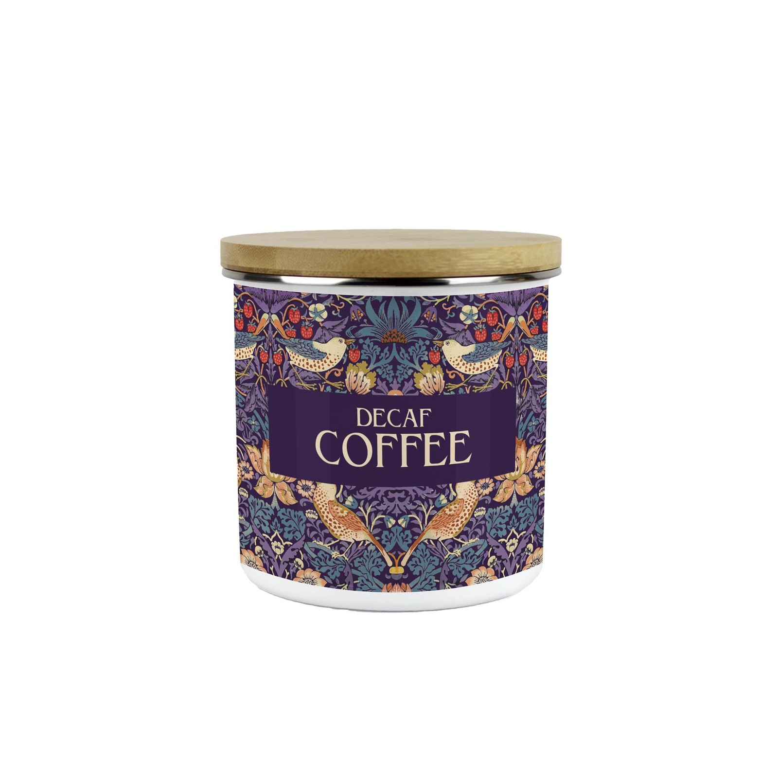 Purple Strawberry Thief Decaf Coffee Canister - William Morris Kitchen Gift