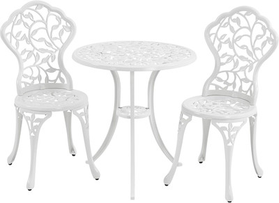 Yaheetech 3 TLG. Gartenmöbel-Set 2 Stühle & 1 Tisch Bistroset Aus Metall Sitzgru