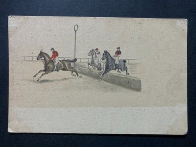 Pferderennen Steeplechase Vintage Postkarte P69