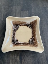 MCM Mid Century Modern Drip Glaze Trinket Dish Ashtray Incense 7” Brown/Tan