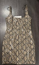 NEW WITH TAG ZARA FAUX LEATHER SNAKESKIN PRINT DRESS SIZE MEDIUM