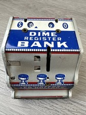 Vintage J Chein  Co Tin Litho DIME Cash Register BANK-Ten Dollar USA NICE 