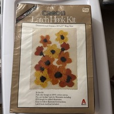 Vintage Caron Latch Hook Kit 1979 Sealed Dimensional Daisies 27" x 20" 3088/1