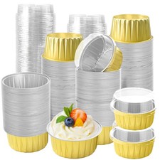 200Pcs Round Aluminum Baking Cake Pans with Clear Plastic Lids, Foil Pie Tin ...