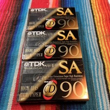 Lot of 3 TDK SA 90 Type II High Bias Cassette Tapes, Factory Sealed