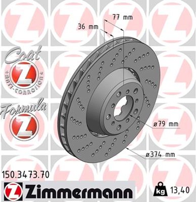 1x ZIMMERMANN Bremsscheibe FORMULA Z 150.3473.70 für BMW E60 E63 E61 ALPINA 6er