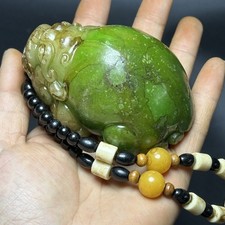 Antique Style Jade Pendant Green Jade Carving Mother Pixiu Collectible