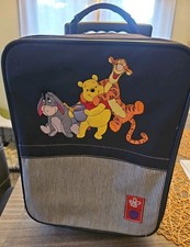 Disney Vintage Winnie The Pooh Carry-on Rolling Suitcase Blue Luggage Embroidery