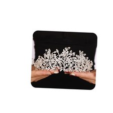 JWICOS Vintage Tiara Crown for Women - Crystal Leaf Green Wedding Silver