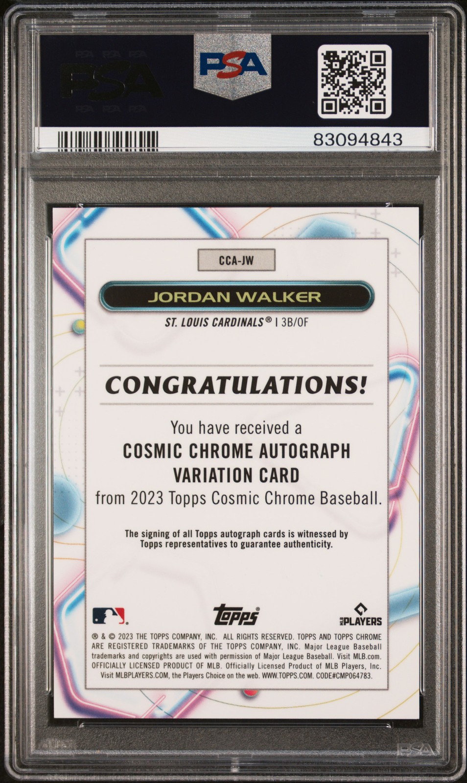 2023 TOPPS COSMIC CHROME BLACK ECLIPSE AUTO JORDAN WALKER ROOKIE RC /10 PSA 10 view 2