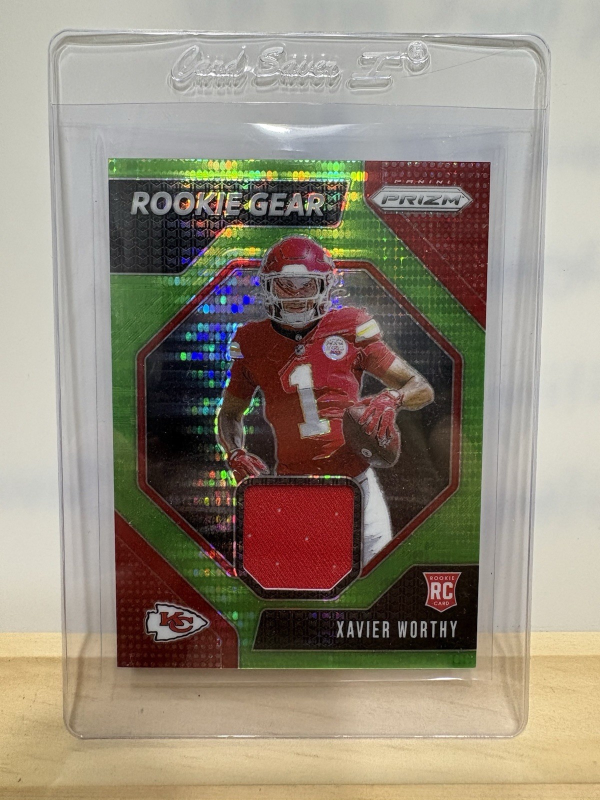2024 Panini Prizm - Rookie Gear Xavier Worthy #RG-XWY Neon Green Pulsar Prizm 