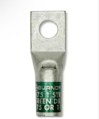 BURNDY YA1CLBOX Compression Lug, One Hole #1 AWG, GREEN 3/8 Hole
