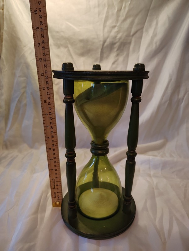 Extremely Rare Vintage Blenko 13" Olive Green Hour Glass