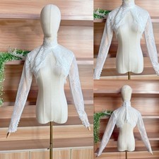 Lace Wedding Jacket Long Sleeves Bride Capes High Neckline Formal Bridal