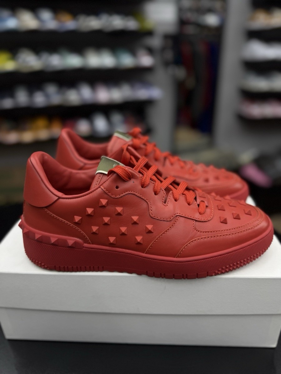 VALENTINO Men's Red Spike Low Top Sneaker Size 44EU/11US Authentic