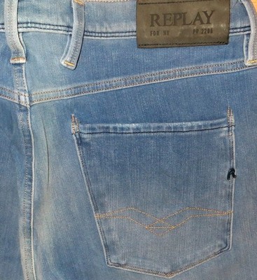 ORIGINAL REPLAY ANBASS HYPERFLEX+ JEANS SLIM SKINNY BLUE W 32/30 JONDRILL GROVER