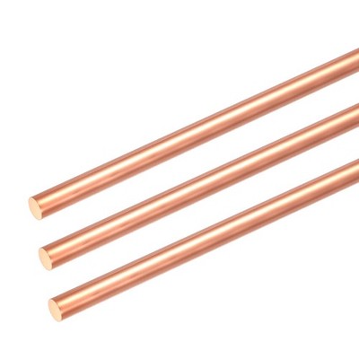 3Pcs 99.99% Pure Copper Round Rod, 5.5mm / 0.22'' Dia 12.6'' Length for DIY