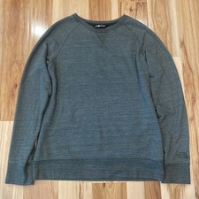 The North Face Womens Green Pullover Sweatshirt Sleeve Logo Crew Neck Sz Large
