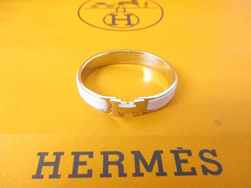 HERMÈS Bracciale Hermes Click Clack PM rosa x argento accessori moda donna