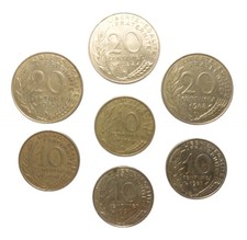 France 10 & 20 Centimes Coin Lot 1976–1991 Vintage French Coins Z3722