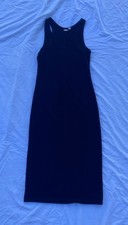 GAP Ribbed Knit Black Midi Tank Dress Stretch Scoop Neck XS