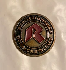 1983 PGA CHAMPIONSHIP, RIVIERA, HAL SUTTON, 1"-coin style Ball Marker, A Beauty.