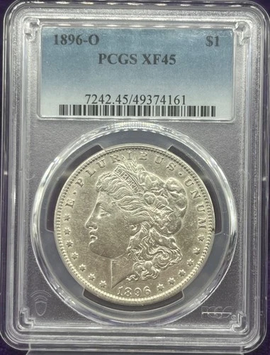 1896-O $1 MORGAN SILVER DOLLAR PCGS XF 45 LOOKS AU NICE !