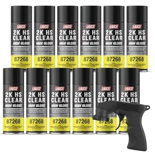 LAUCO 2K HS Clear High Gloss – High-Solids Automotive Clear Coat Spray (12 Pack)