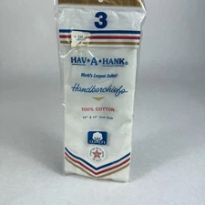 Vintage 3 Pack of Hav A Hank White Handkerchiefs 100% Cotton Hanky NOS