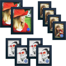 Jazz Blue Solid Wood Picture Frame Set - 10 Pcs for 8x10, 5x7, 4x6 Photos