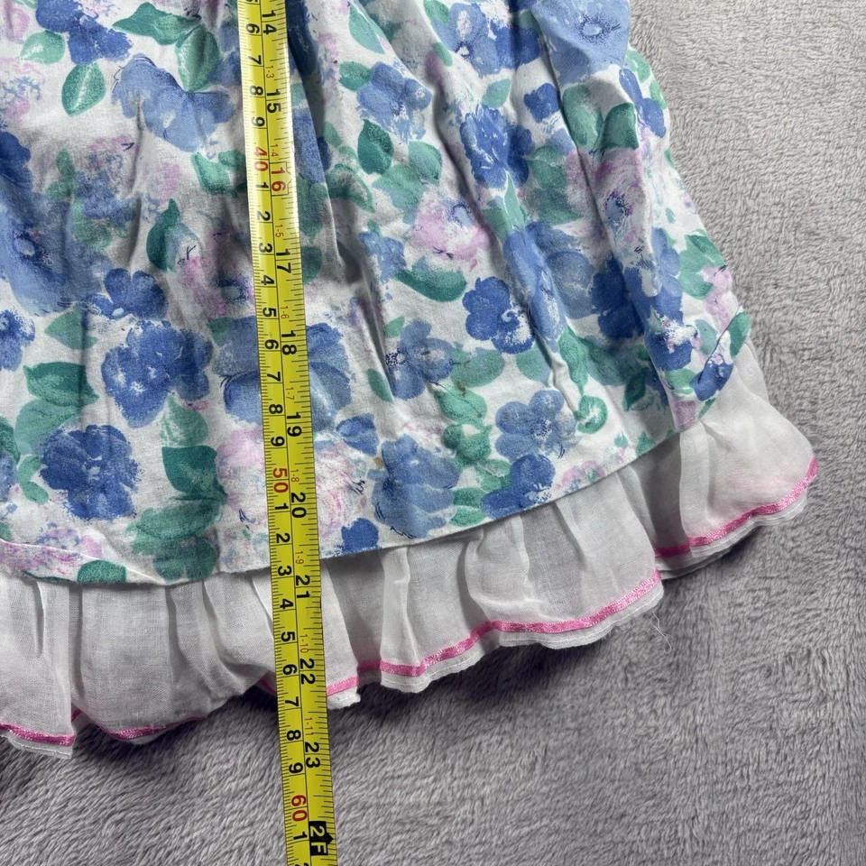 Vintage Caitlyn Scott Toddler Girls Dress 5  Floral White Blue Made USA 90s #2B - Image 4 of 4