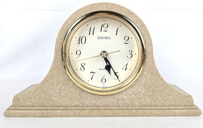 Seiko Blond Marble or Composite Quartz Mantle Clock QQZ193B Made in Japan (3B)