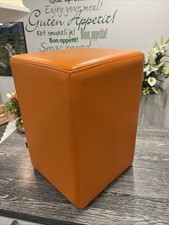 POMP Hocker Leder in orange  / 33 cm x 33 cm Höhe 47,5 cm