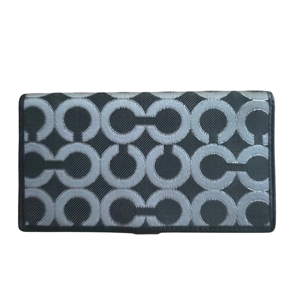 COACH *RARE* Kristin Op Art Signature Logo Checkbook Holder Y2K Black Gray EUC - Image 4 of 4