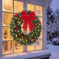 Homcom Weihnachtskranz 60 Cm TüRkranz Mit Crestwood-Fichten Design, Schleife