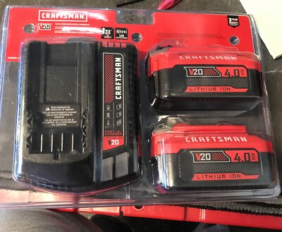 CRAFTSMAN 20V Power Tool Battery 2-Pack, Lithium-ion with Charger (CMCB204-2CK)