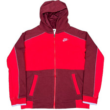 Nike Fleece Hoodie Youth XL Red Maroon Colorblock Full-Zip Outdoor Streetwear