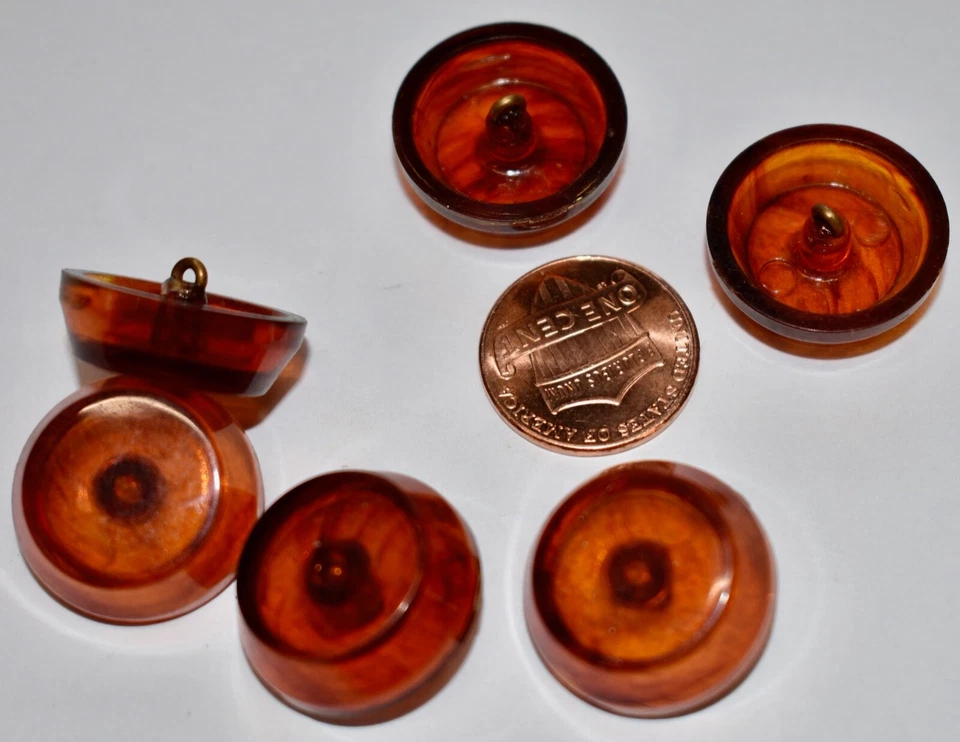 DE COLECCIÓN 6 BOTONES DE PLÁSTICO COLOR ÁMBAR COLOR TORTUGA *CÚPULA REDONDA *21mm Foto 2 de 2