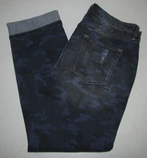 NEW Womens Jag Jeans Relaxed Boyfriend Cuffed Jeans. Size 10 Blue Camo.