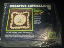 1984 Creative Expressions Bless This Home Pillow Quilting Kit Embroidery 8" x 8"