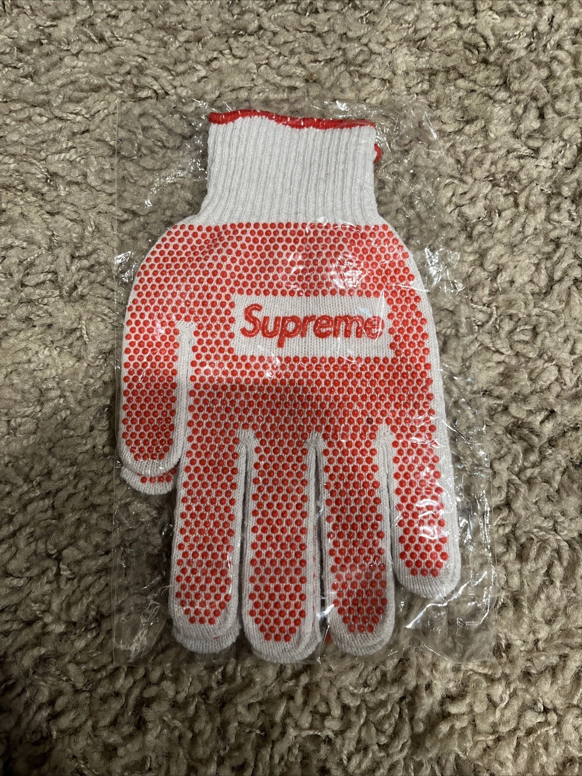 Gant de travail neuf Supreme Grip jardinage OS rouge blanc SS18A18 Deadstock