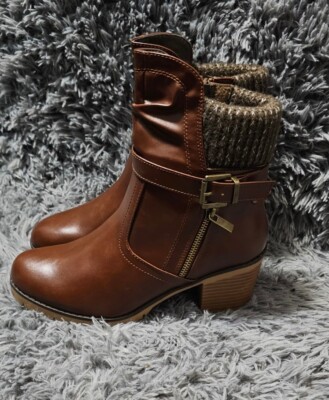 Hawkwell Women's Zipper Chunky Heel Ankle Booties 
