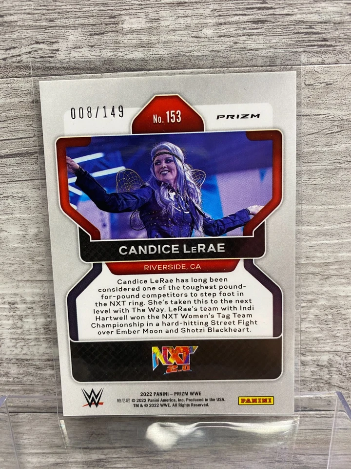 CANDICE LERAE 2022 PANINI PRIZM WWE WRESTLING #153 PURPLE PRIZMS /149 NM-MT - Image 2 of 2