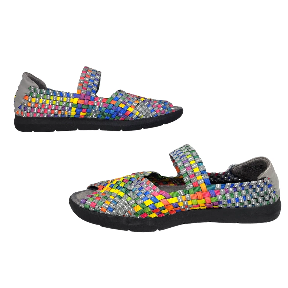 Baretraps Sandals 7 Rainbow Multi Colored Weave Slip On Comfy Mary Jane Shoes - Image 2 of 4
