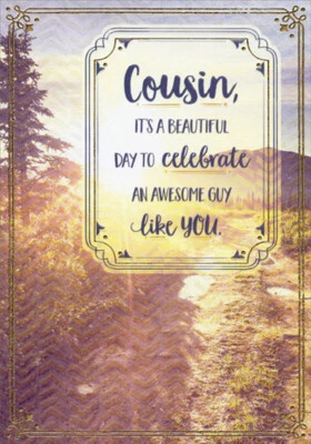 DESIGNER GREETINGS Tall Evergreen Tree and Path Day to Celebrate Birthday Card for Cousin