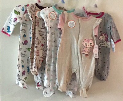 CHOOSE Girls New Born 0-3 3-6 6-9 One Piece Sleep and Play Dinosaur, Koala, Owl