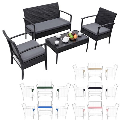 3-tlg. Ersatz Kissen Set passend für Rattan Gartenmöbel Stühle Sofa Terrasse