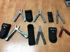 Lot of 6 Multitool Ozark Trails Coleman Adventuridge Eddie Bauer Knives Pliers