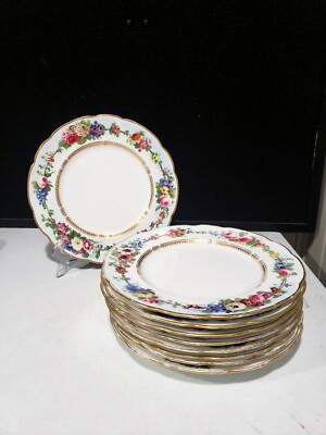 SET OF 9 - PRE 1862 ROYAL WORCESTER - 9'' PLATES HANDPAINTED FLOWERS