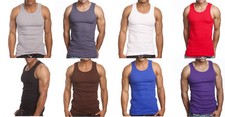 3 or 6 Pack Men's Tank Top 100 Cotton A-Shirt Lot Wife Beater Ribbed Undershirt